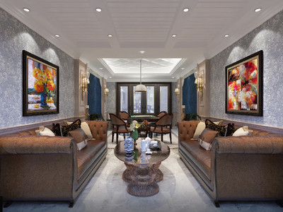 潮流混搭，藝術(shù)生活——彭女士400平別墅豪宅裝修實景賞析